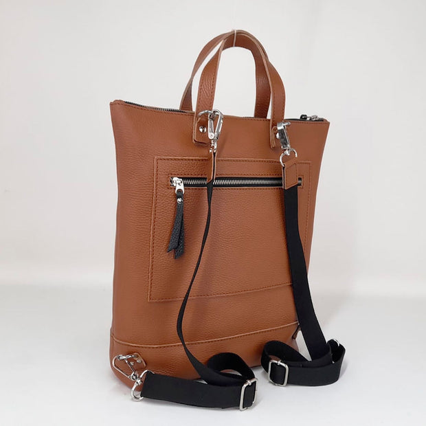 Toni Leather Convertible Backpack Tote-Tan