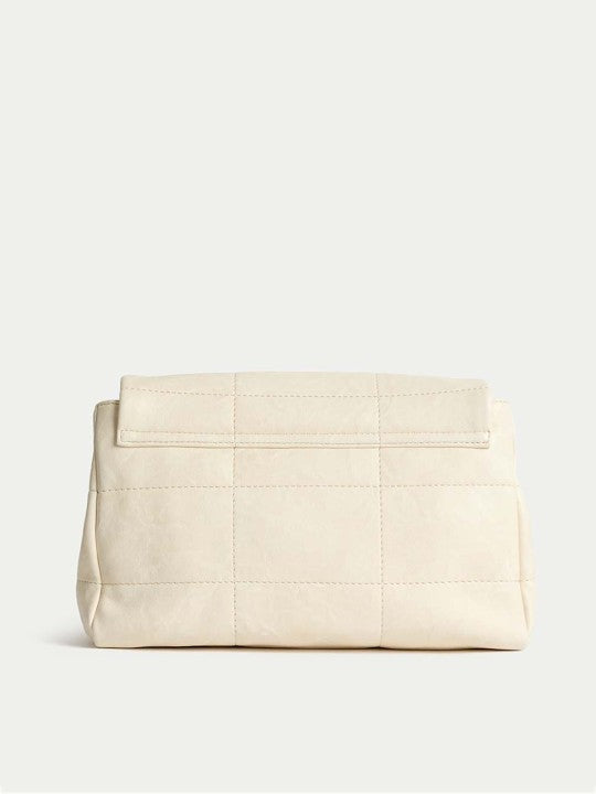 Checked PU Swagger Satchel with Quilted