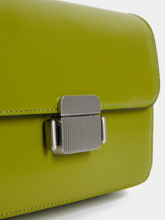 Women Solid PU Structured Sling Bag