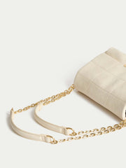 Checked PU Swagger Satchel with Quilted