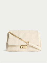 Checked PU Swagger Satchel with Quilted