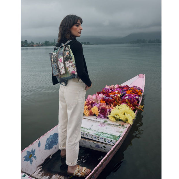 Le Fleur Canvas & Leather Floral Backpack